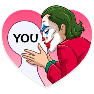 😘 Joker YOU 조커, 하트, DC 코믹스, 빌런 telegram sticker