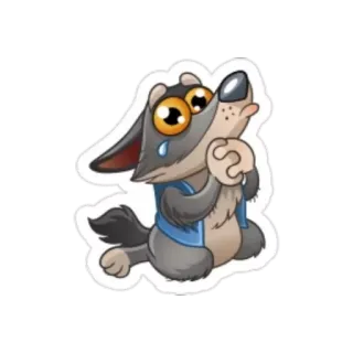 😔 늑대, 만화, 슬픈, 울음, 강아지, 스티커 telegram sticker
