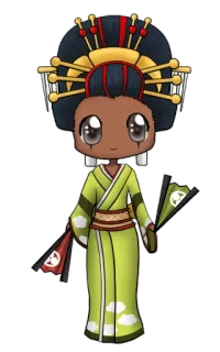 😃 芸者, 日本, 扇子, 女性, 漫画 telegram sticker