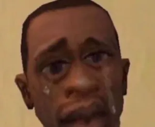 🌟 CJ Grand Theft Auto: San Andreas piangere, triste, meme, videogioco, CJ, Grand Theft Auto, San Andreas telegram sticker