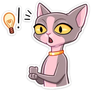 💡 Katze, Cartoon, Glühbirne, Idee, Denken, süß, Haustier whatsapp sticker
