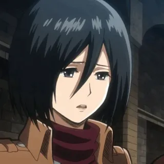 ❤️ Mikasa Ackerman Attack on Titan อนิเมะ, ตัวละคร, ผู้หญิง, จริงจัง, ผ้าพันคอ, ทหาร whatsapp sticker