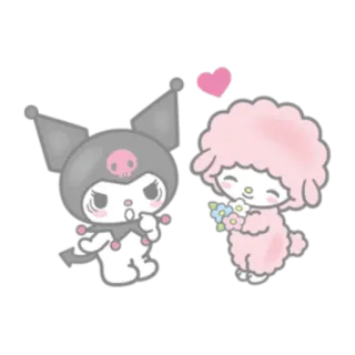 🌷 Kuromi Куроми, овца, сердце, цветы, мультфильм, милый whatsapp sticker