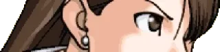 👀 Maya Fey Ace Attorney anime, cartoon, video game, pixel art, character portrait telegram sticker
