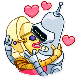 💏 Bender Futurama мультфильм, робот, любовь, сердечки, нежность, Футурама whatsapp sticker