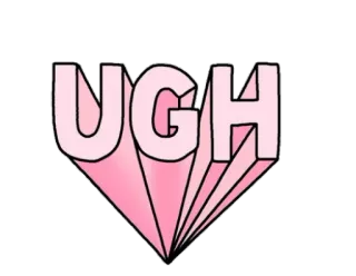 😶 UGH ugh, pink, exclamation, expression telegram sticker