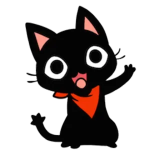 👋 chat, animal, dessin animé, chat noir, mignon, kawaii, autocollant telegram sticker