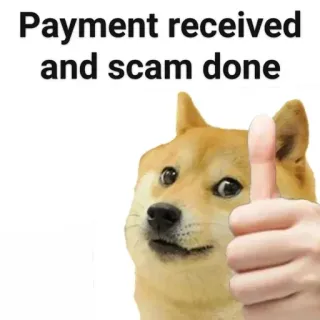 😝 Doge Doge Meme Payment received and scam done doge, meme, scam, payment, funny, thumbs up telegram sticker
