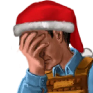 🤦 weihnachten, weihnachtsmütze, facepalm, reue, frustration, traurig, enttäuschung telegram sticker
