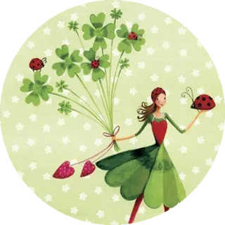 ☘ Klee, Marienkäfer, Glück, Fee, Natur, Viel Glück, vierblättriges Kleeblatt, Frühling telegram sticker