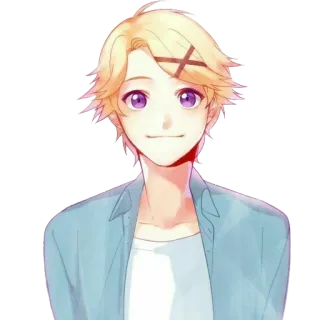 😊 Yoosung Kim Mystic Messenger Anime, Yoosung, Mystic Messenger, pelo rubio, ojos morados telegram sticker