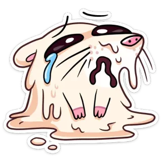😭 schmelzend, weinend, traurig, Cartoon, weiß, Emotion, verzweifelt whatsapp sticker