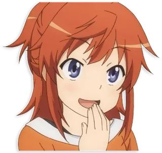 ☺️ Anime, Dibujos animados, Chica, Feliz, Pelo naranja telegram sticker