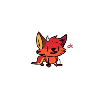 🆗 fuchs, teufel, cartoon, tier, süß, dämon telegram sticker