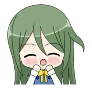 😄 Chibi, Anime, Niedlich, Mädchen, Cartoon, Grüne Haare telegram sticker