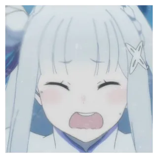 🤍 Emilia Re:Zero − Starting Life in Another World Anime, Chica, llorando, angustiada, triste, Emilia, Re:Zero whatsapp sticker
