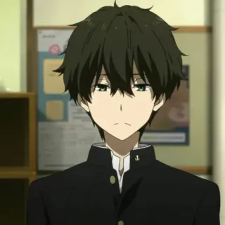 ☁ Houtarou Oreki Hyouka Anime, Personaje, Estudiante, Pelo negro, Houtarou Oreki, Hyouka whatsapp sticker