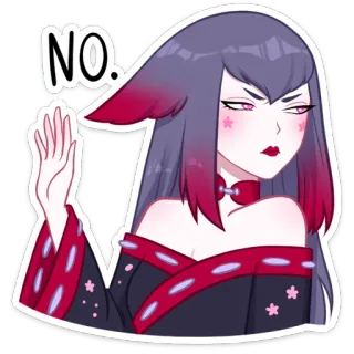🖐 NO. tidak, anime, wanita, stiker, ketidaksetujuan, perempuan, ekspresi whatsapp sticker