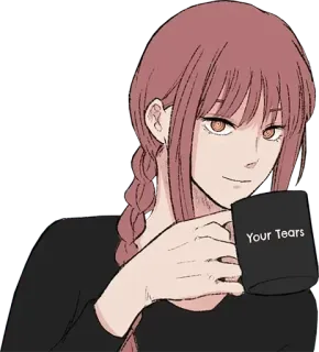 😂 Makima Chainsaw Man Your Tears anime, chainsaw man, makima, coffee, mug telegram sticker