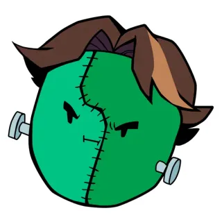 👿 monstre, halloween, frankenstein, dessin animé, vert, points de suture, créature, horreur telegram sticker