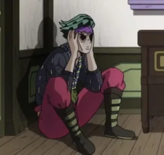 🫠 Rohan Kishibe JoJo's Bizarre Adventure Anime, Manga, Rohan, JoJo, Charakter, Sitzend telegram sticker