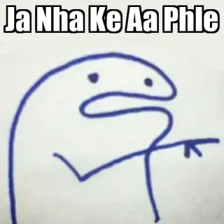 👉 Ja Nha Ke Aa Phle Kreskówka, Meme, Tekst, Rysunek, Postać, Śmieszne telegram sticker
