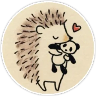 😍 ёж, панда, милый, животные, любовь, сердце whatsapp sticker