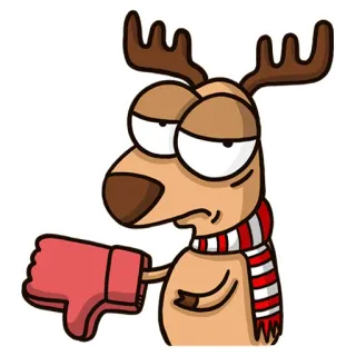 👎 reindeer, cartoon, christmas, dislike, thumbs down, winter telegram sticker