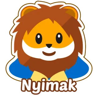 🙇 Nyimak leone, animale, cartone animato, carino, mascotte telegram sticker