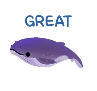 🐬 GREAT cá voi, động vật, biển, đại dương, dễ thương telegram sticker