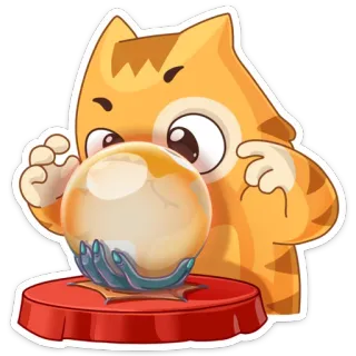 🔮 кот, гадалка, хрустальный шар, магия, мультфильм, стикер, милый telegram sticker