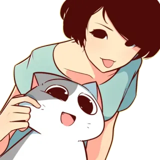 🐈 动漫, 卡通, 女人, 女孩, 猫, 可爱, 宠物 whatsapp sticker