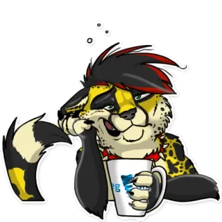 😪 jeg Furry, Antropomórfico, Animal, Dibujos animados, Bebiendo, Cansado, Taza telegram sticker