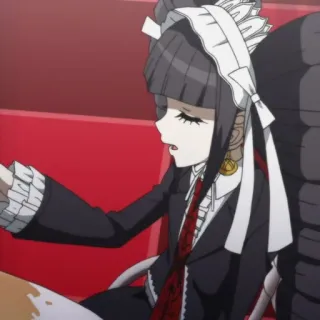 🃏 Celestia Ludenberg Danganronpa Anime, Personagem, Gótico, Celestia Ludenberg, Danganronpa, Empregada, Olho vermelho telegram sticker