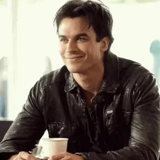 🖤 Damon Salvatore The Vampire Diaries vampiro, sonrisa, actor, guapo, Ian Somerhalder whatsapp sticker