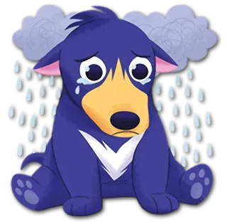 😢 buồn, mưa, mây, chó con, chó, khóc, hoạt hình telegram sticker