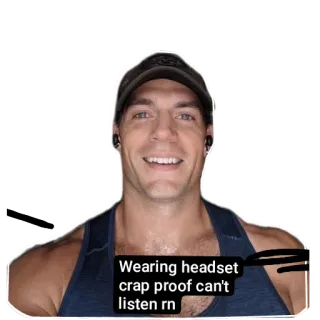 💇 Henry Cavill Wearing headset crap proof can't listen rn henry cavill, headset, meme, actor, listening whatsapp sticker