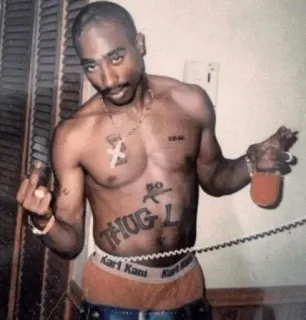 🖕 Tupac Shakur rappeur, musique, Thug Life, doigt d'honneur, offensant whatsapp sticker