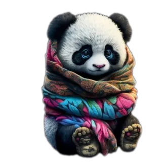 🧣 Panda, Lindo, Animal, Kawaii, Pegatina, Oso, Dibujo animado, Acogedor whatsapp sticker