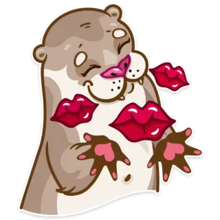 💋 rái cá, động vật, hôn, hoạt hình telegram sticker