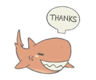 😁 THANKS tubarão, fofo, peixe, obrigado, animal telegram sticker
