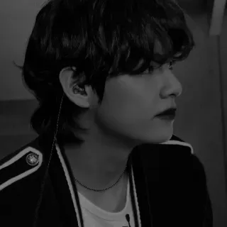 ⛓ V kpop, bts, 泰亨, 歌手, 音乐, 偶像, 黑白 telegram sticker