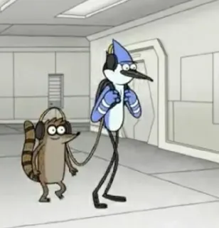 👾 Mordecai Regular Show cartoon, Mordecai, Rigby, headphones, Regular Show whatsapp sticker