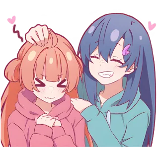 😁 Anime, Lucu, Kawaii, Persahabatan, Kartun, Gadis, Kasih sayang telegram sticker
