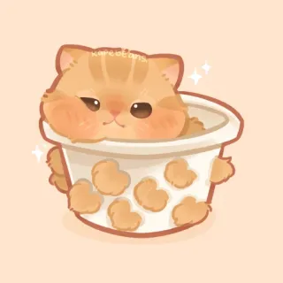 ✨ karebeans gato, kawaii, fofo, animal, gatinho, laranja, xícara telegram sticker