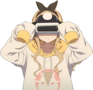 🥽 Anime, Garota, VR, Moletom com capuz, Fone de ouvido telegram sticker