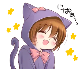 😄 kucing, anime, kawaii, imut, gadis, anak kucing telegram sticker