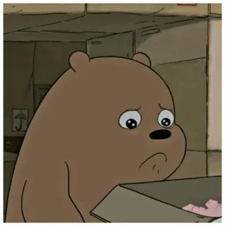 🔮 Grizzly We Bare Bears Urso Pardo, We Bare Bears, Cartoon Network, Triste, Animado, Animal telegram sticker