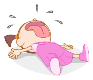 😖 dibujo animado, acostada, llorando, chica, animada telegram sticker
