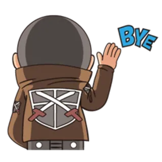 👋 Attack on Titan BYE Anime, Au revoir, Attaque des Titans, Police militaire, Dessin animé telegram sticker